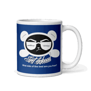 Blue/White Mug East Smirk (Double Sided Black/White Panda)